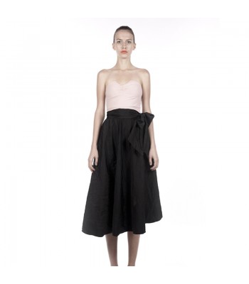 Pastel Pink lycra corset 2 piece dress with Black Poly skirt