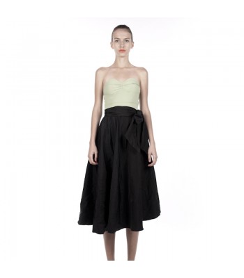 Pastel Green lycra corset 2 piece dress with Black Poly skirt