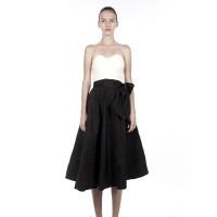 Nude Cream Lycra closet 2 piece dress with Black Poly skirt