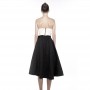 Nude Cream Lycra closet 2 piece dress with Black Poly skirt