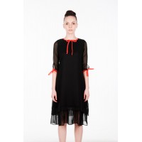 Ash Black Layering Chiffon Dress
