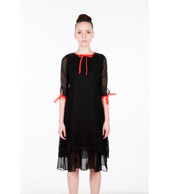 Ash Black Layering Chiffon Dress