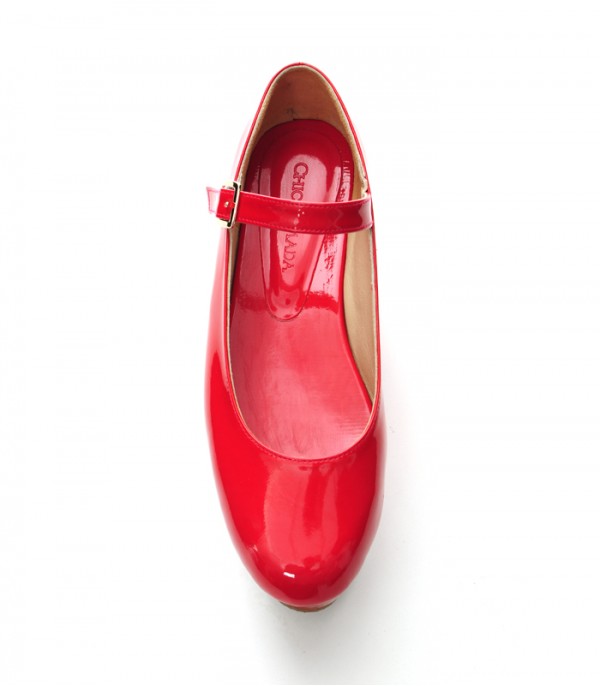 red platform mary janes