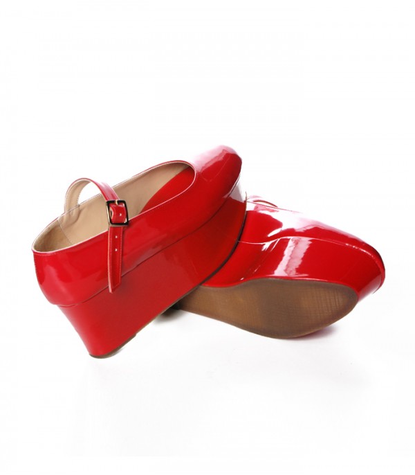 red platform mary janes