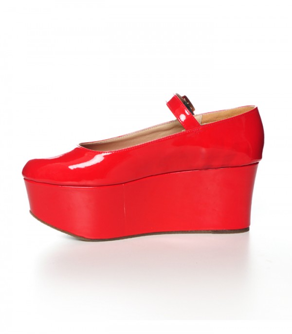 red platform mary janes