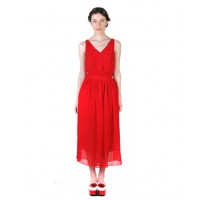 Halter Dress Chiffon Layer Red