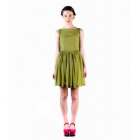 PomPom Dress Lime Green Print