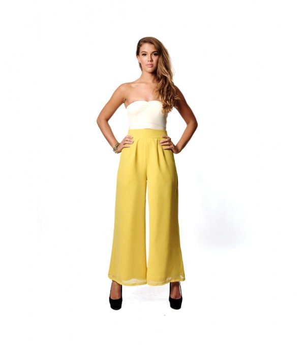 Boho Lambada Chiffon Pants in Lemon Yellow