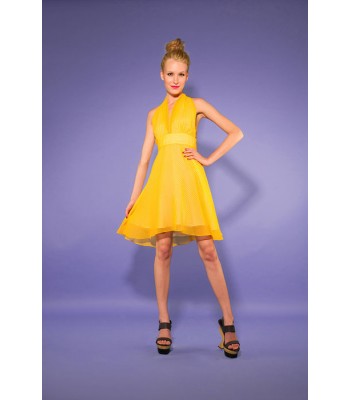 Polka Halter Sun Dress - Yellow