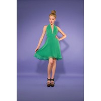 Polka Halter Sun Dress - Green