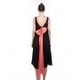 Black Boho singlet Dress in Pink Bow